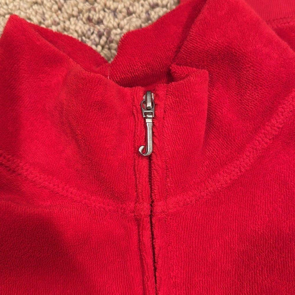 JUICY COUTURE Russian Red Terry Basic Tracksuit Top XL Bottom L - Picture 9 of 9